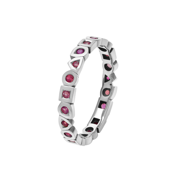 Bague alliance alchimie en or rubis rose avec 21 rubis