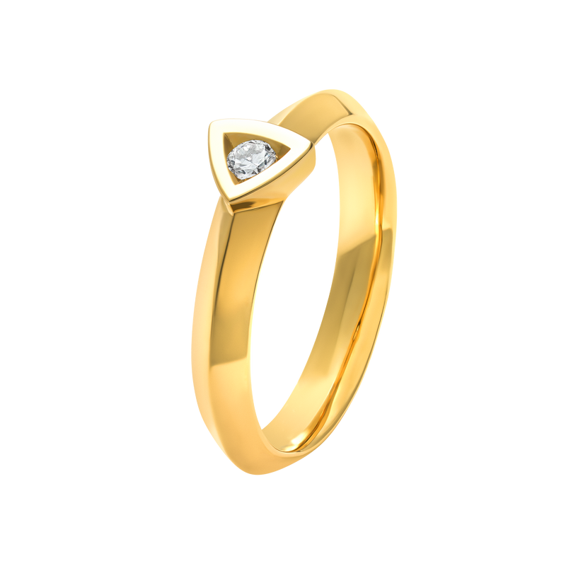 Solitaire ring Alchimie triangle in 0.07 ct diamond gold
