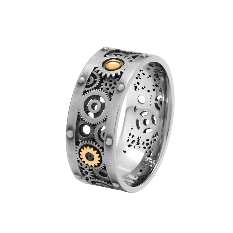 Bague anneau Engrenages Large en or