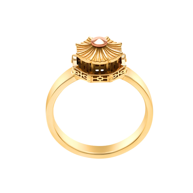 architecture Chinese Pagoda Baby ring in gold