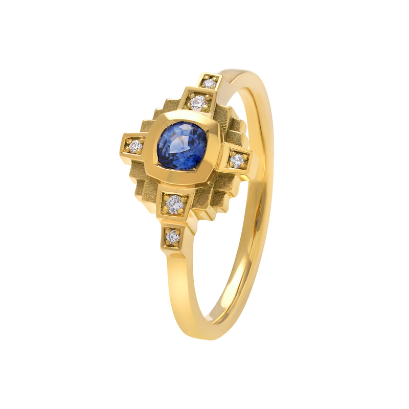 Esther ring 4 mm blue sapphire and diamonds