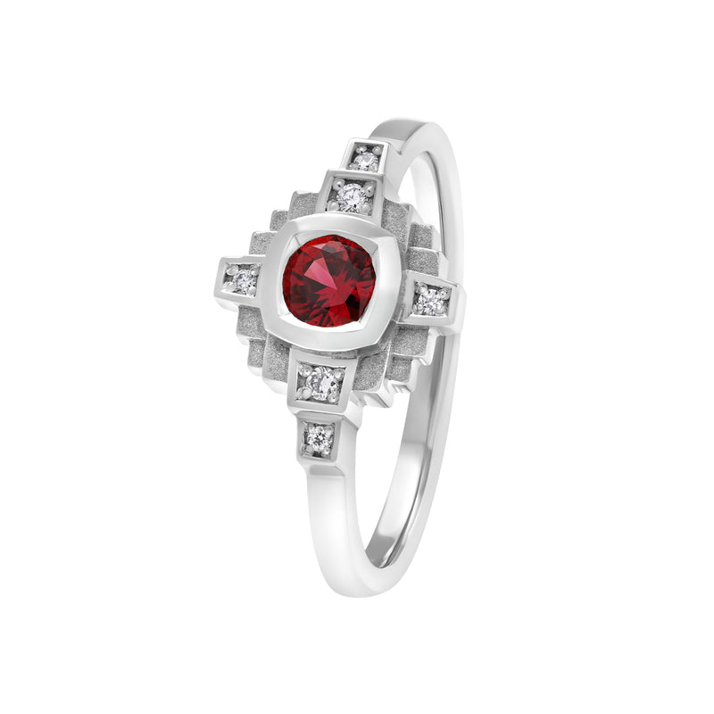 Bague Esther Saphir rouge 4 mm et diamants