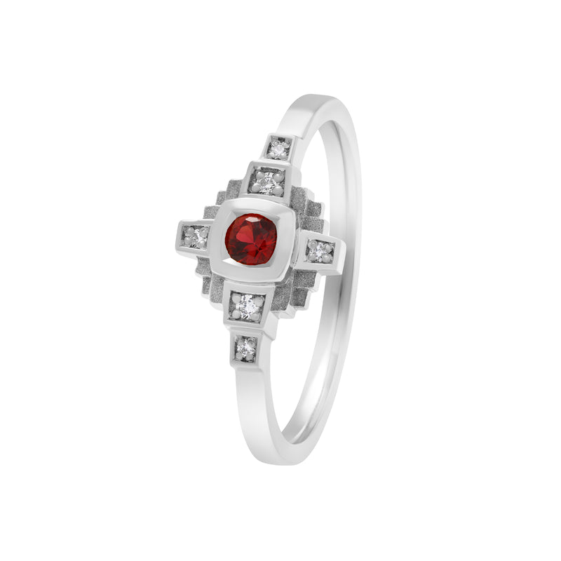 Bague Esther Saphir rouge 3 mm et diamants