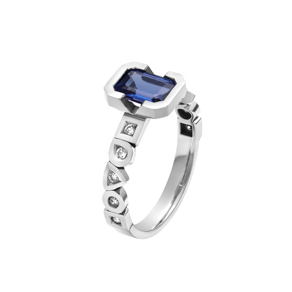 Solitaire en or Alchimie tanzanite et diamants