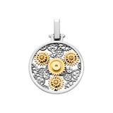 Pendentif Engrenages Rond en or blanc et or jaune