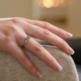 French Kiss ring in gold with 5 mm blue topaz and diamonds