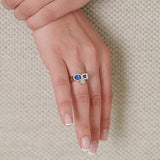 Marélie medium blue ring in gold, diamond, sapphire and tsavorite