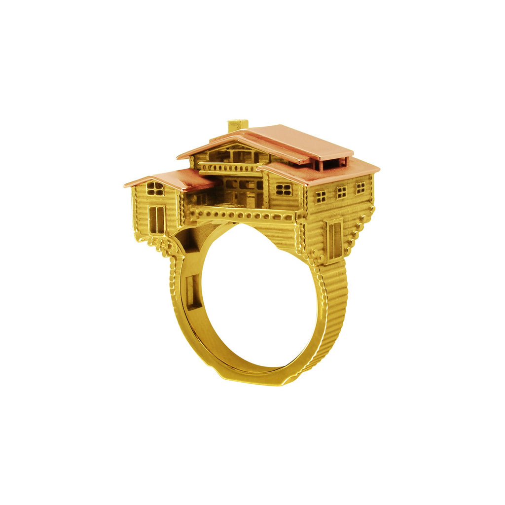 Bague architecture Chalet medium en or Tournaire haute joaillerie